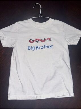 Garanimals White Tee with Blue "Big Brother" Embroidery and Red Accent